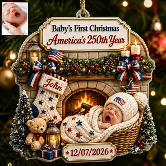 Baby 1st Christmas - Personalized Newborn Premium 3D Ornament