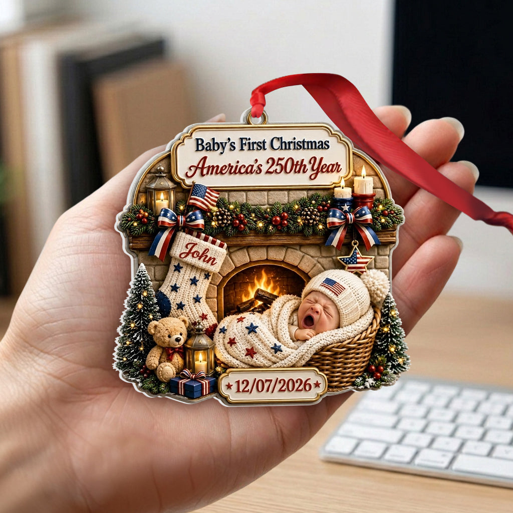 Baby 1st Christmas - Personalized Newborn Premium 3D Ornament