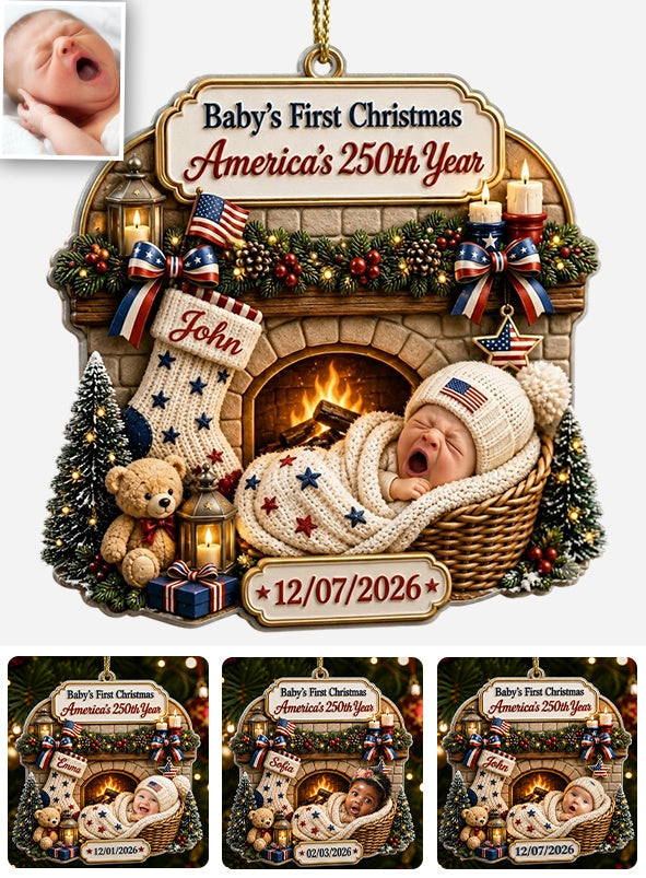 Baby 1st Christmas - Personalized Newborn Premium 3D Ornament