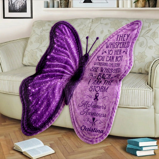 Alzheimer Awareness Month - Personalized Alzheimer Awareness Shaped Fleece Blanket