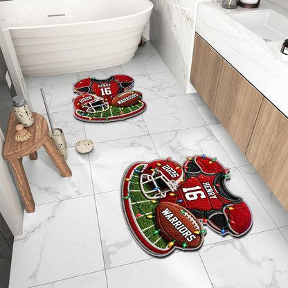 Christmas Football - Personalized Football Non-Slip Tufted Rug