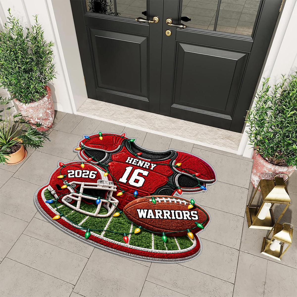 Christmas Football - Personalized Football Non-Slip Tufted Rug