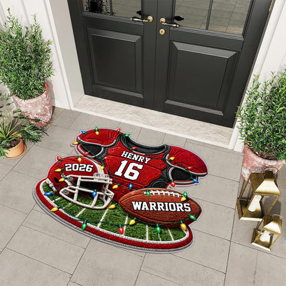 Christmas Football - Personalized Football Non-Slip Tufted Rug
