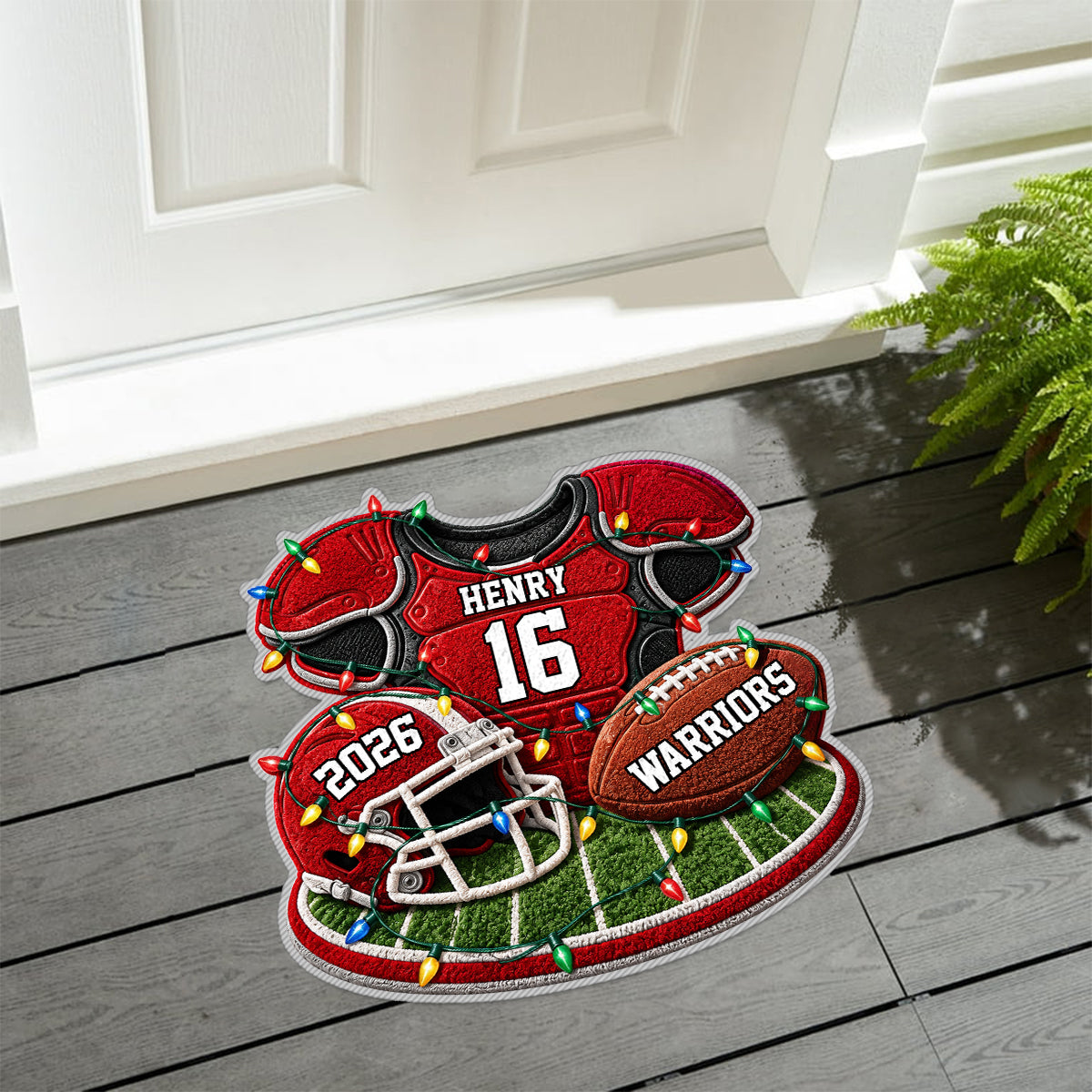 Christmas Football - Personalized Football Non-Slip Tufted Rug