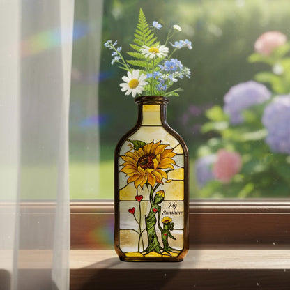 Gift For Mother/ Grandma/ Nana... Custom Birthmonth Flower - Personalized Mother Custom Shape Acrylic Flower Vase