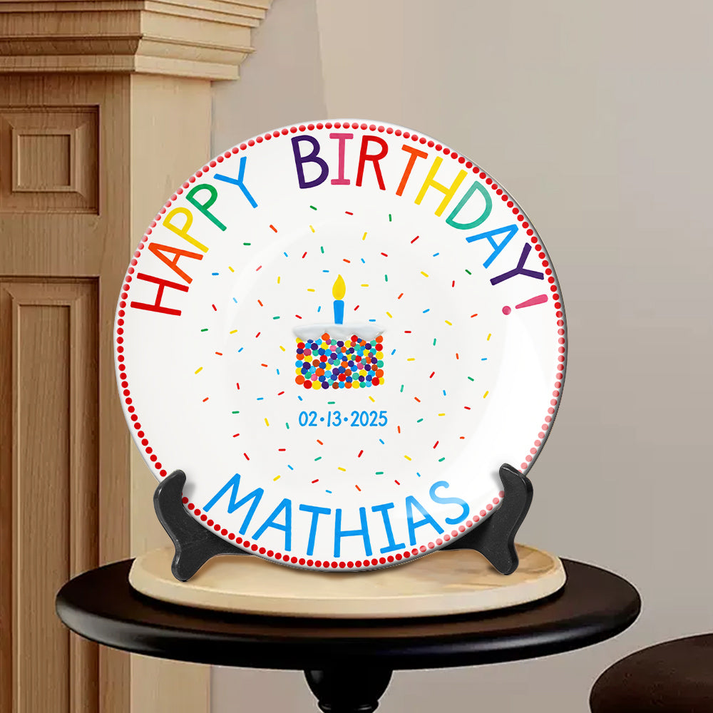 Birthday Gift - Personalized Birthday Ceramic Round Plate