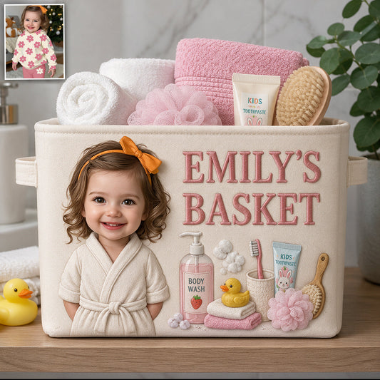 Bathroom Storage Basket - Personalized Kid Rectangle Storage Basket