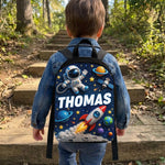 Back To School Gift, Astronaut Theme - Personalized Kid Changeable Leather Patch Backpack