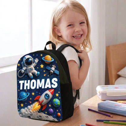 Back To School Gift, Astronaut Theme - Personalized Kid Changeable Leather Patch Backpack