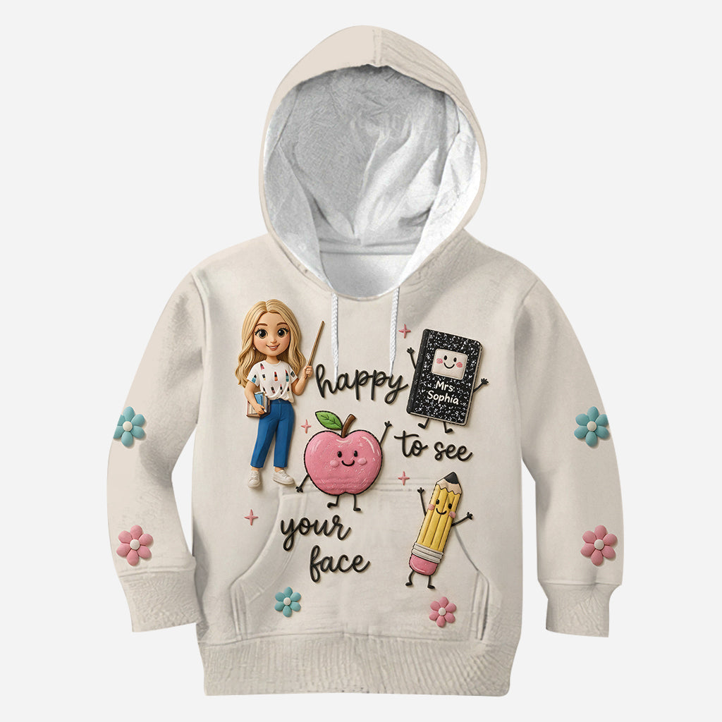 Happy To See Your Face - Personalized Teacher All Over Shirt