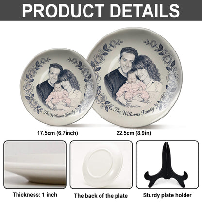 Custom Any Photo - Love My Family - Personalized Family Ceramic Round Plate