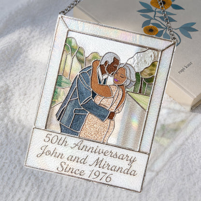 Keep All Moments - Personalized Couple 3D Printed Glass Suncatcher