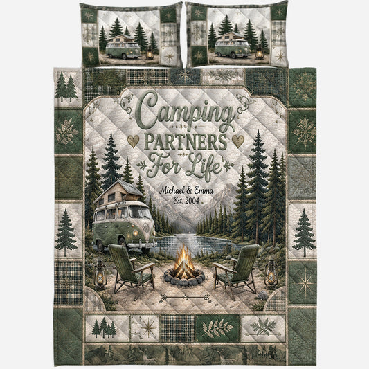 Camping Partners For Life - Personalized Camping Quilt Set
