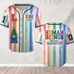 Human Beings Rainbow - Personalized LGBT Support Baseball Jersey