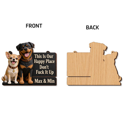 Happy Place - Personalized Dog Wood Sign With Stake