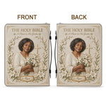 In His Garden, I Bloom - Personalized Christian Leather Bible Cover Bag