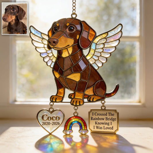 Forever In My Heart - Personalized Dog Window Hanging Suncatcher With Charms