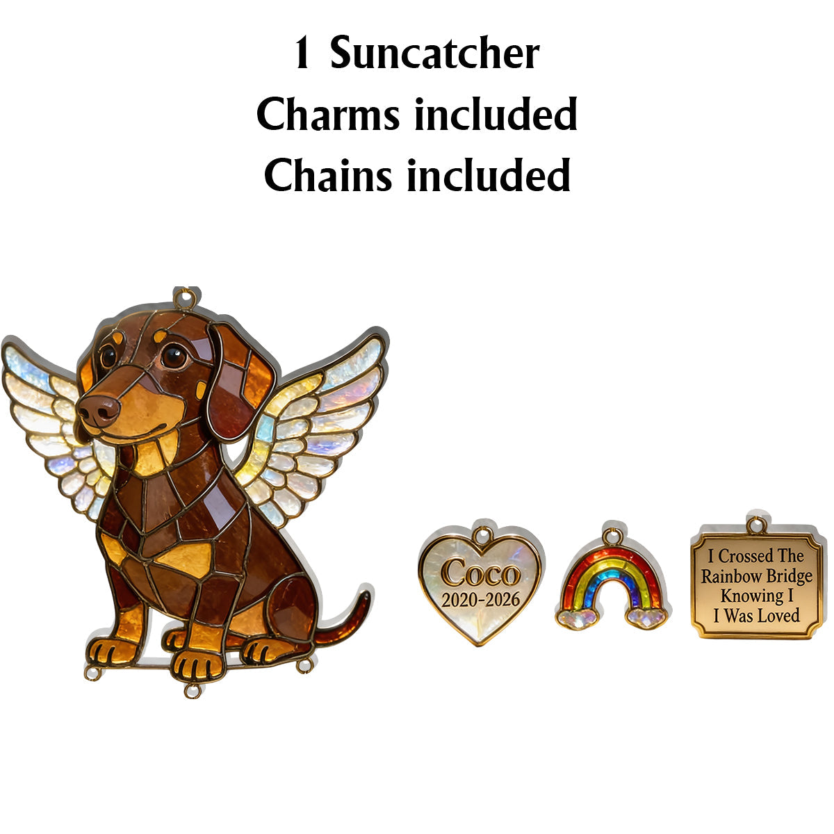 Forever In My Heart - Personalized Dog Window Hanging Suncatcher With Charms