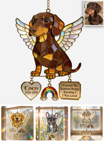 Forever In My Heart - Personalized Dog Window Hanging Suncatcher With Charms