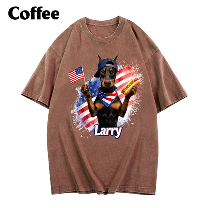 Patriotic USA - Personalized Dog Washed T-Shirt