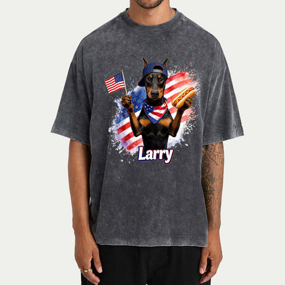 Patriotic USA - Personalized Dog Washed T-Shirt