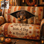 Cute Pet Peeking - Personalized Dog Quilted Sofa/Couch Cover