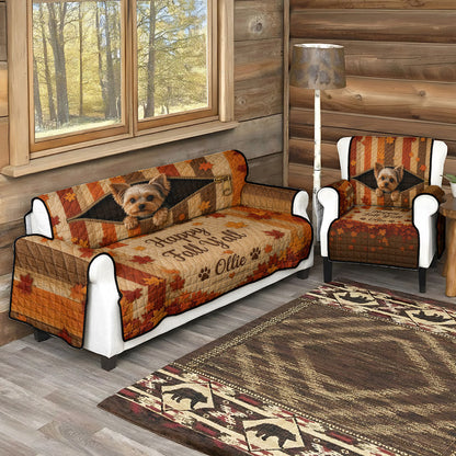 Cute Pet Peeking - Personalized Dog Quilted Sofa/Couch Cover