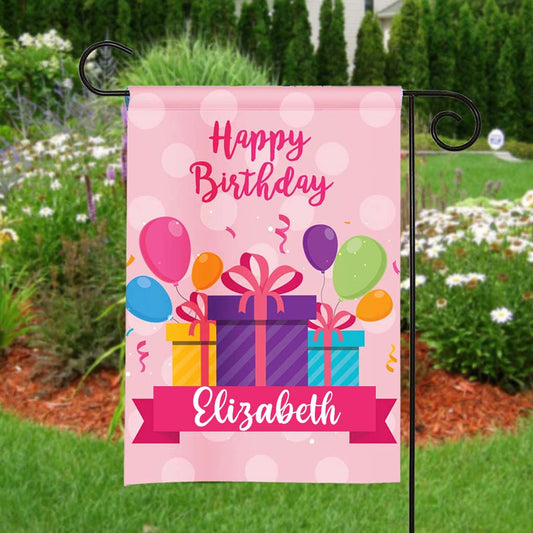 Happy Birthday - Personalized Birthday Garden Flag