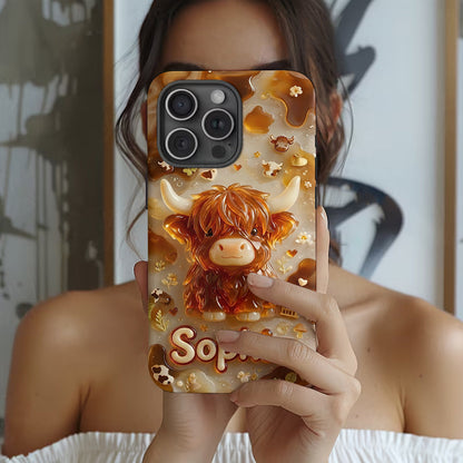 Highland Cow 3D Jelly Effect - Personalized Highland Cow Full Print Phone Case