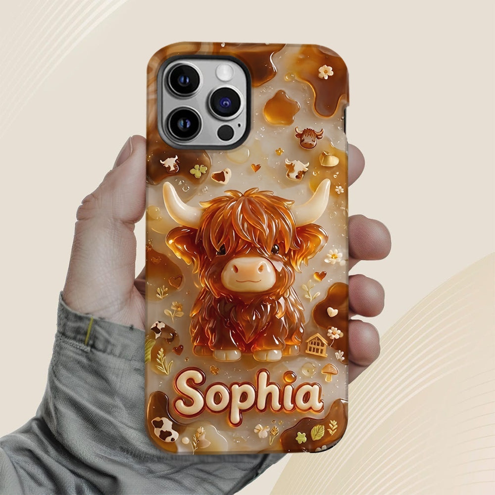 Highland Cow 3D Jelly Effect - Personalized Highland Cow Full Print Phone Case
