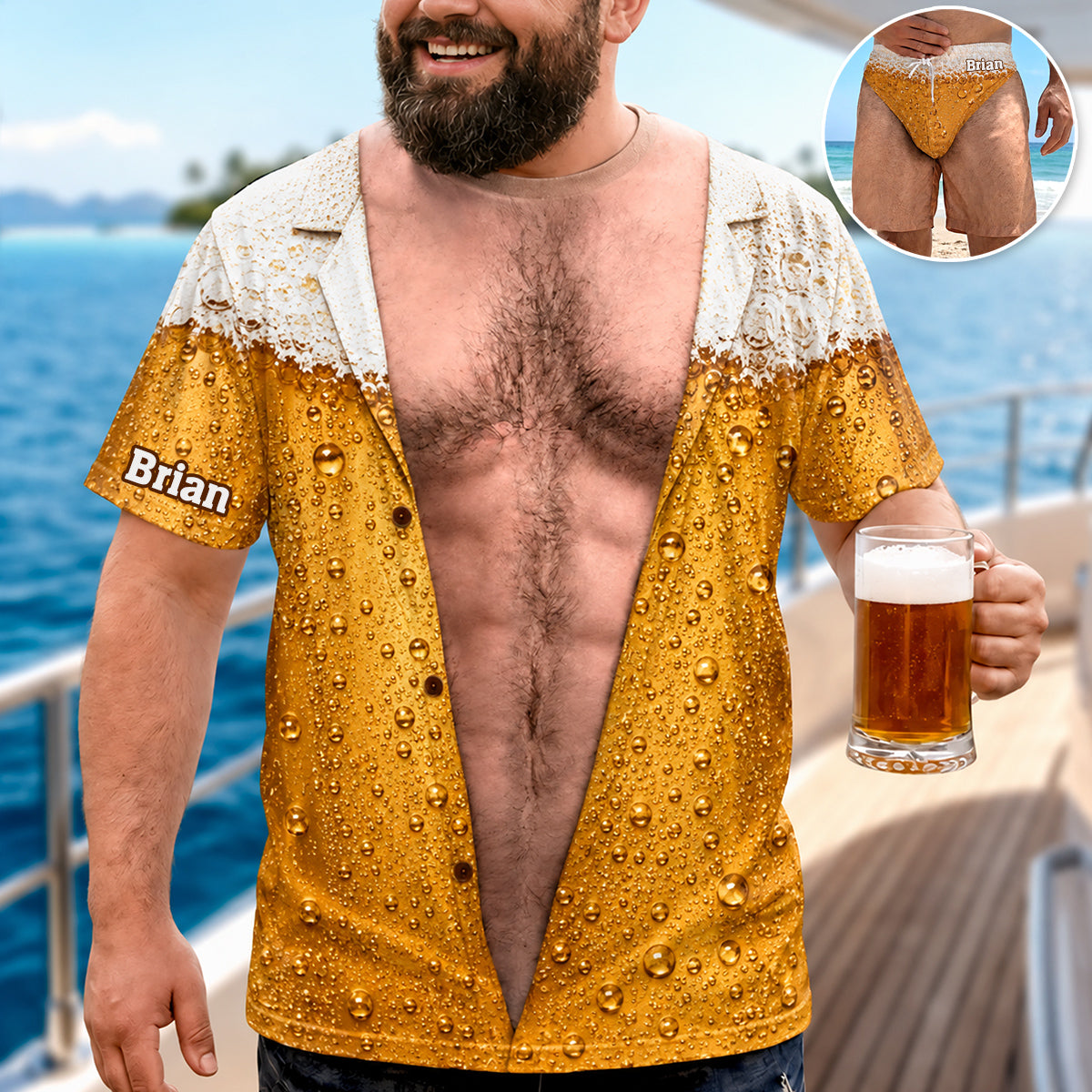 It's Beer O'clock - Personalized Beer Full Print T-shirt & Men Shorts