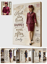 And She Lived Happily Ever After - Personalized Flight Attendant Canvas And Poster