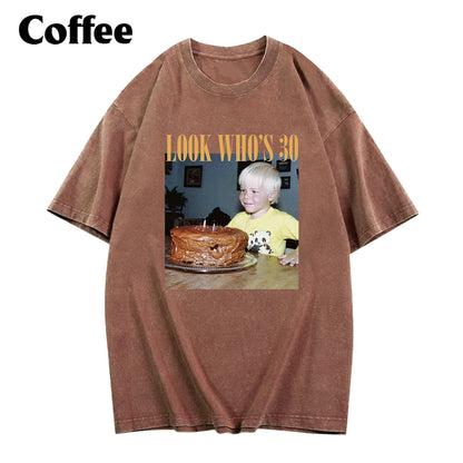 Birthday Gift - Personalized Birthday Washed T-Shirt