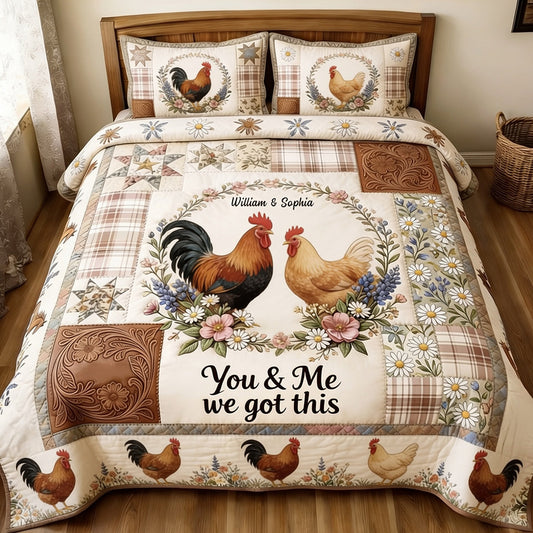 You & Me We Got This - Personalized Chicken Quilt Set