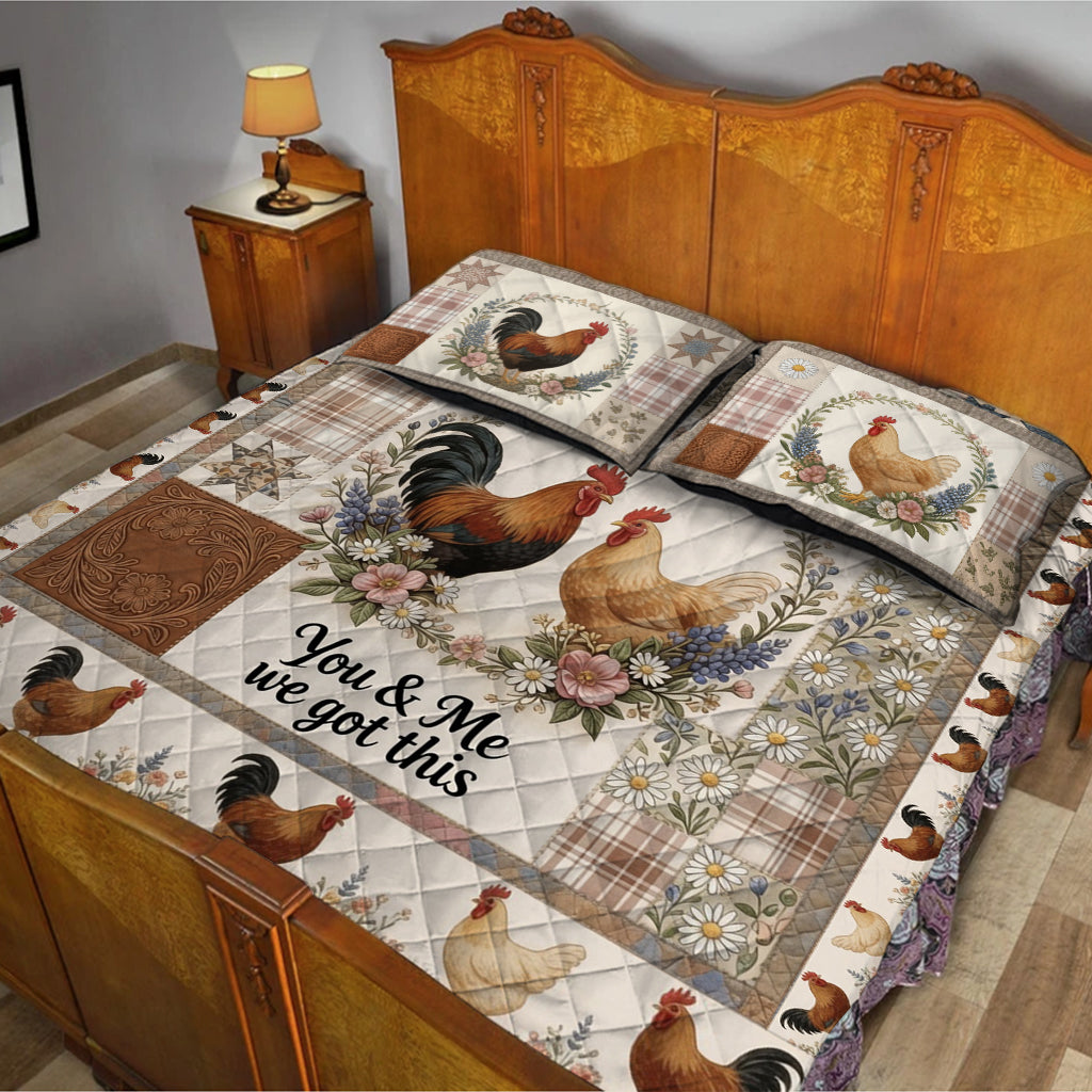 You & Me We Got This - Personalized Chicken Quilt Set