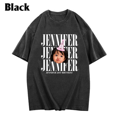 Birthday Gift - Personalized Birthday Washed T-Shirt
