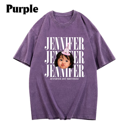 Birthday Gift - Personalized Birthday Washed T-Shirt