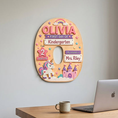 First Day Of School Sign Gift For Kids - Personalized Kid 2 Layered Wood Sign / Wood Plaque