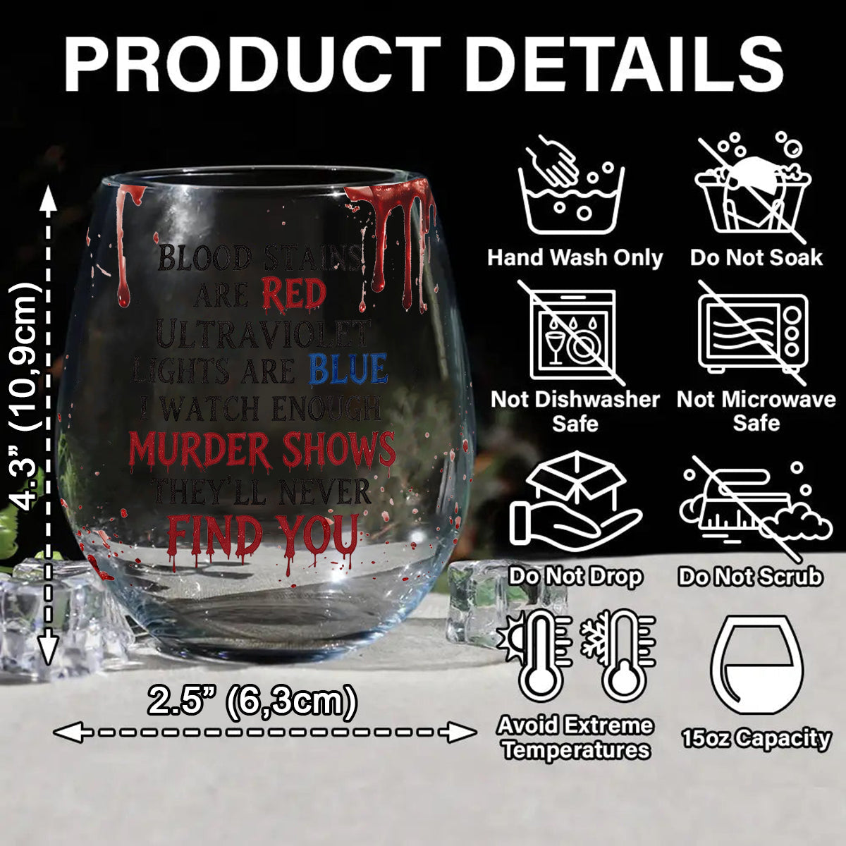 Bloody Sip - Personalized Wine All Over Wine Glass