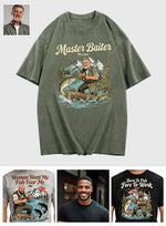 Custom Fishing Shirt For Dad/ Husband/ Son... - Personalized Fishing Washed T-Shirt
