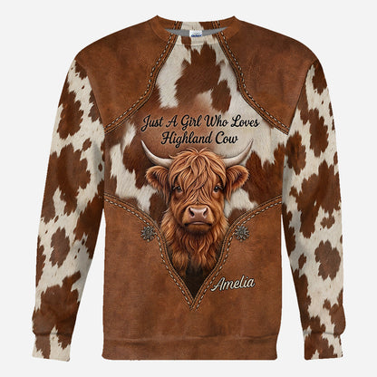 Just A Girl Who Loves Highland Cow - Personalized Highland Cow All Over Shirt