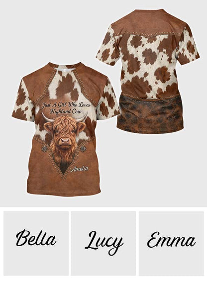 Just A Girl Who Loves Highland Cow - Personalized Highland Cow All Over Shirt