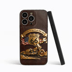 100 Years Of Route Personalized Gifts For Bikers - Personalized Biker 3D Embossed Leather Phone Case