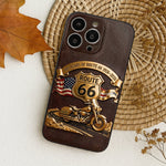 100 Years Of Route Personalized Gifts For Bikers - Personalized Biker 3D Embossed Leather Phone Case