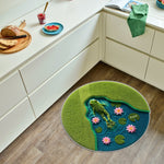 Beautiful Frog Swims In Lotus Lake - Personalized Frog Non-Slip Tufted Rug