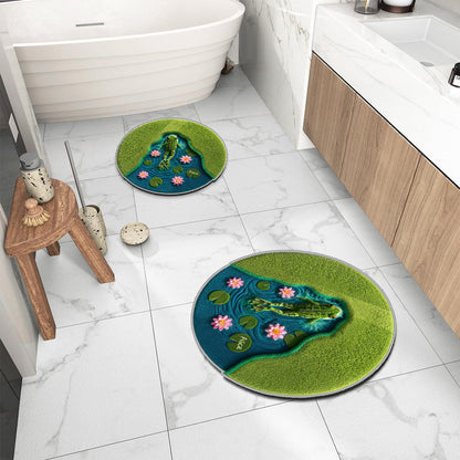 Beautiful Frog Swims In Lotus Lake - Personalized Frog Non-Slip Tufted Rug