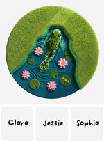 Beautiful Frog Swims In Lotus Lake - Personalized Frog Non-Slip Tufted Rug