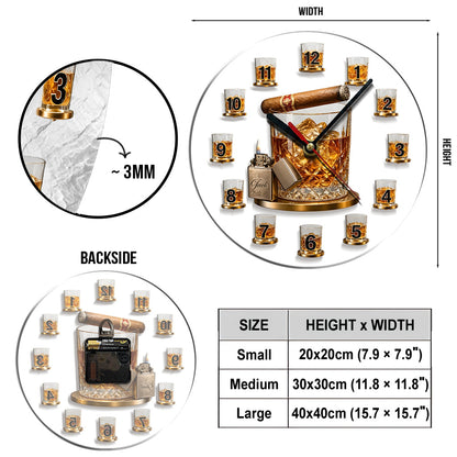 Time For Whiskey & Cigar - Personalized Whisky Acrylic Wall Clock