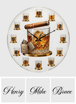 Time For Whiskey & Cigar - Personalized Whisky Acrylic Wall Clock