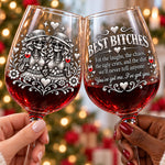 Chaos Together - Personalized Bestie Wine Glasses Set With Wooden Box